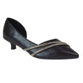 Black - Lifestyle - XY London Womens-Ladies Kirsty Rhinestone Kitten Heel Court Pumps
