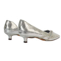 Silver - Back - XY London Womens-Ladies Kirsty Rhinestone Kitten Heel Court Pumps