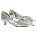 Silver - Pack Shot - XY London Womens-Ladies Kirsty Rhinestone Kitten Heel Court Pumps