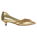 Gold - Side - XY London Womens-Ladies Kirsty Rhinestone Kitten Heel Court Pumps