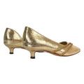 Gold - Back - XY London Womens-Ladies Kirsty Rhinestone Kitten Heel Court Pumps