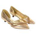 Gold - Front - XY London Womens-Ladies Kirsty Rhinestone Kitten Heel Court Pumps