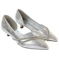 Silver - Front - XY London Womens-Ladies Kirsty Rhinestone Kitten Heel Court Pumps