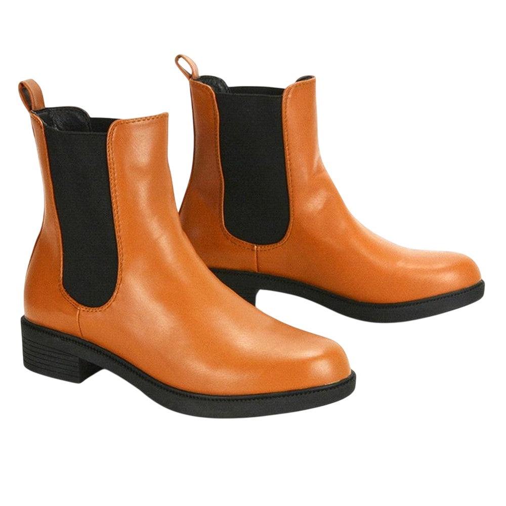 Tan - Lifestyle - XY London Womens-Ladies Rachel Low Block Heel Chelsea Boots