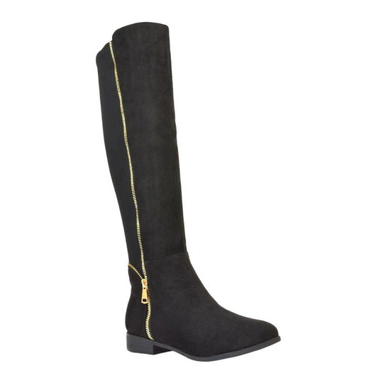 Jet Black - Front - XY London Womens-Ladies Sutton Knee-High Boots