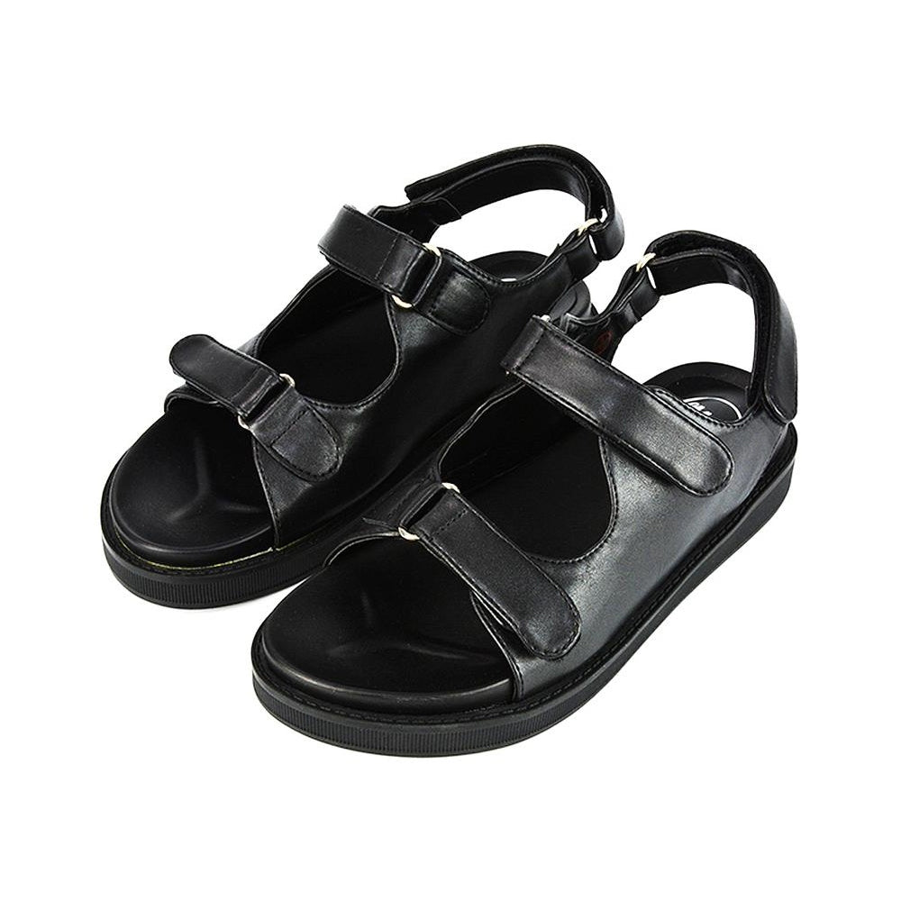 Black - Lifestyle - XY London Womens-Ladies Asher Double Strap Platform Heel Sandals