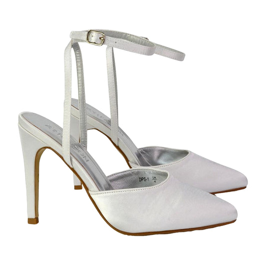 White - Front - XY London Womens-Ladies Liliane Pointed Stiletto Heel High Heels