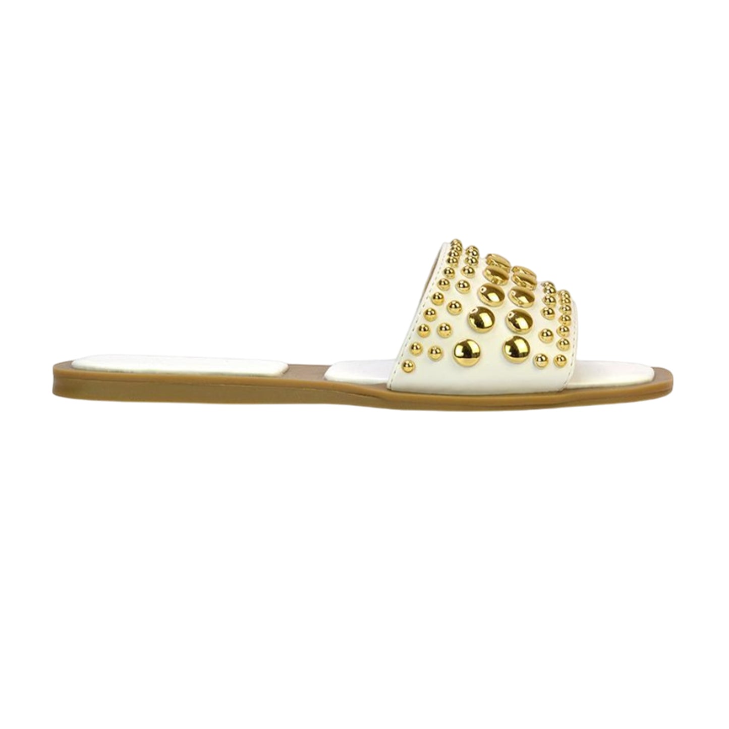 White - Pack Shot - XY London Womens-Ladies Elodie Beaded Open Toe Flat Sandals