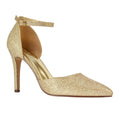 Gold - Lifestyle - XY London Womens-Ladies Claire D´Orsay Ankle Strap Stiletto Heel Court Shoes