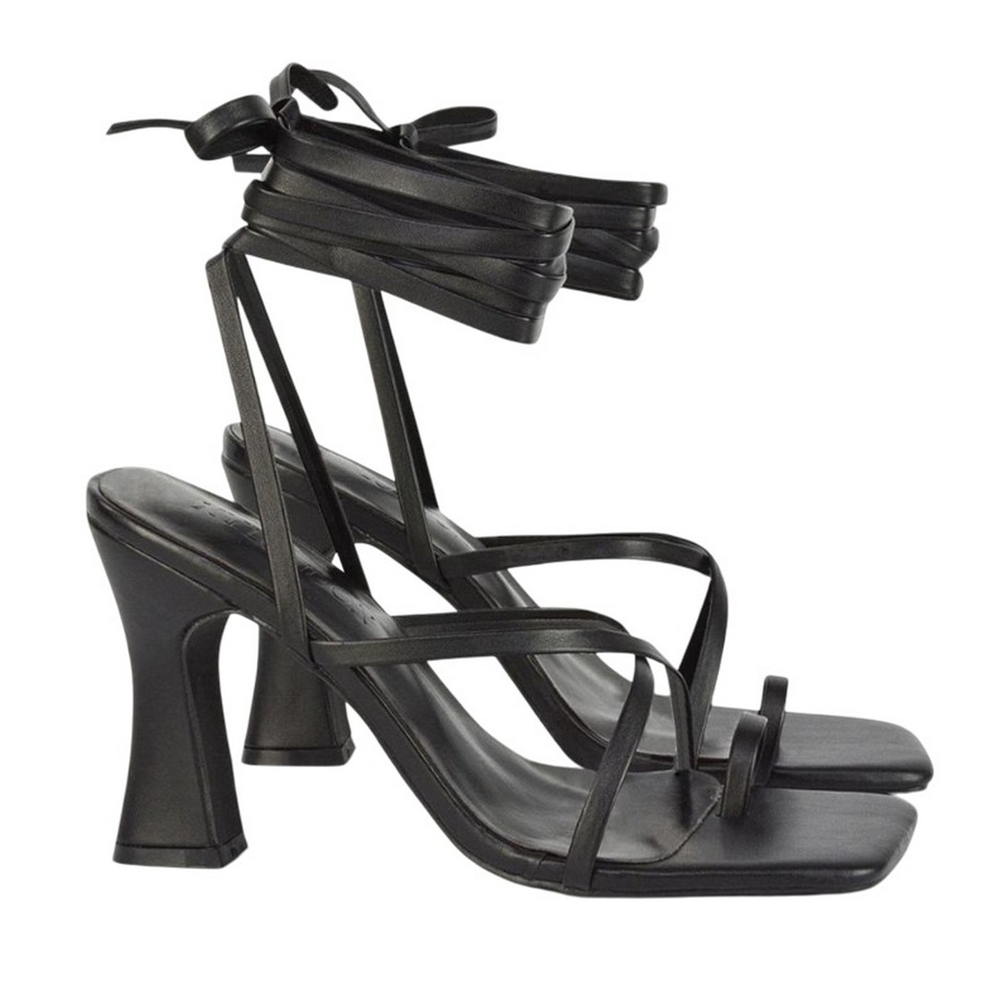 Black - Lifestyle - XY London Womens-Ladies Dylan Lace Up High Block Heel Sandals