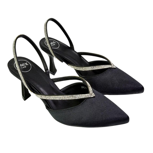 Black - Front - XY London Womens-Ladies Marissa Sling Back Court Shoes