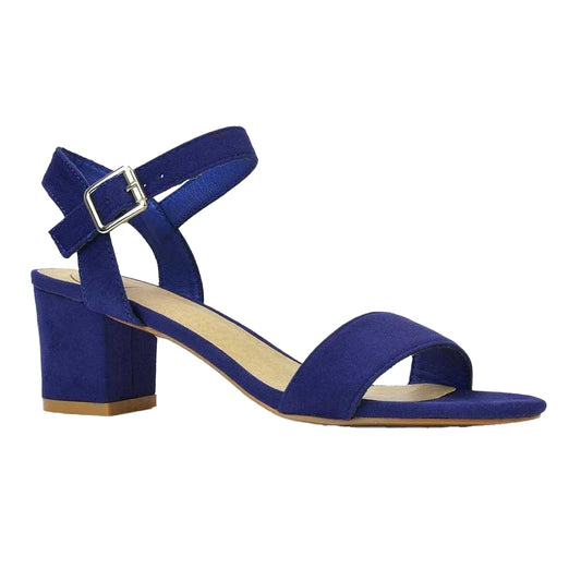 Navy - Front - XY London Womens-Ladies Jessica Strappy Open Toe Medium Block Heel Sandals