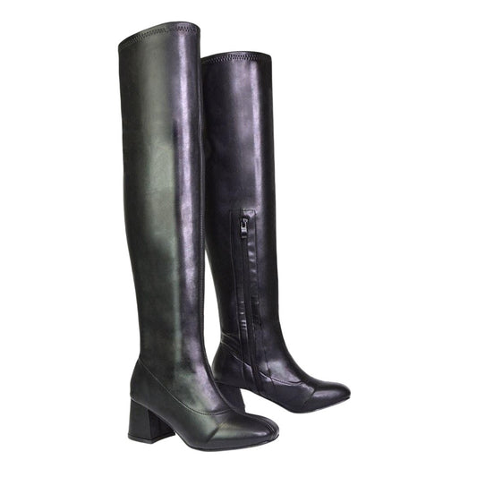 Black - Front - XY London Womens-Ladies Emmett Knee-High Boots