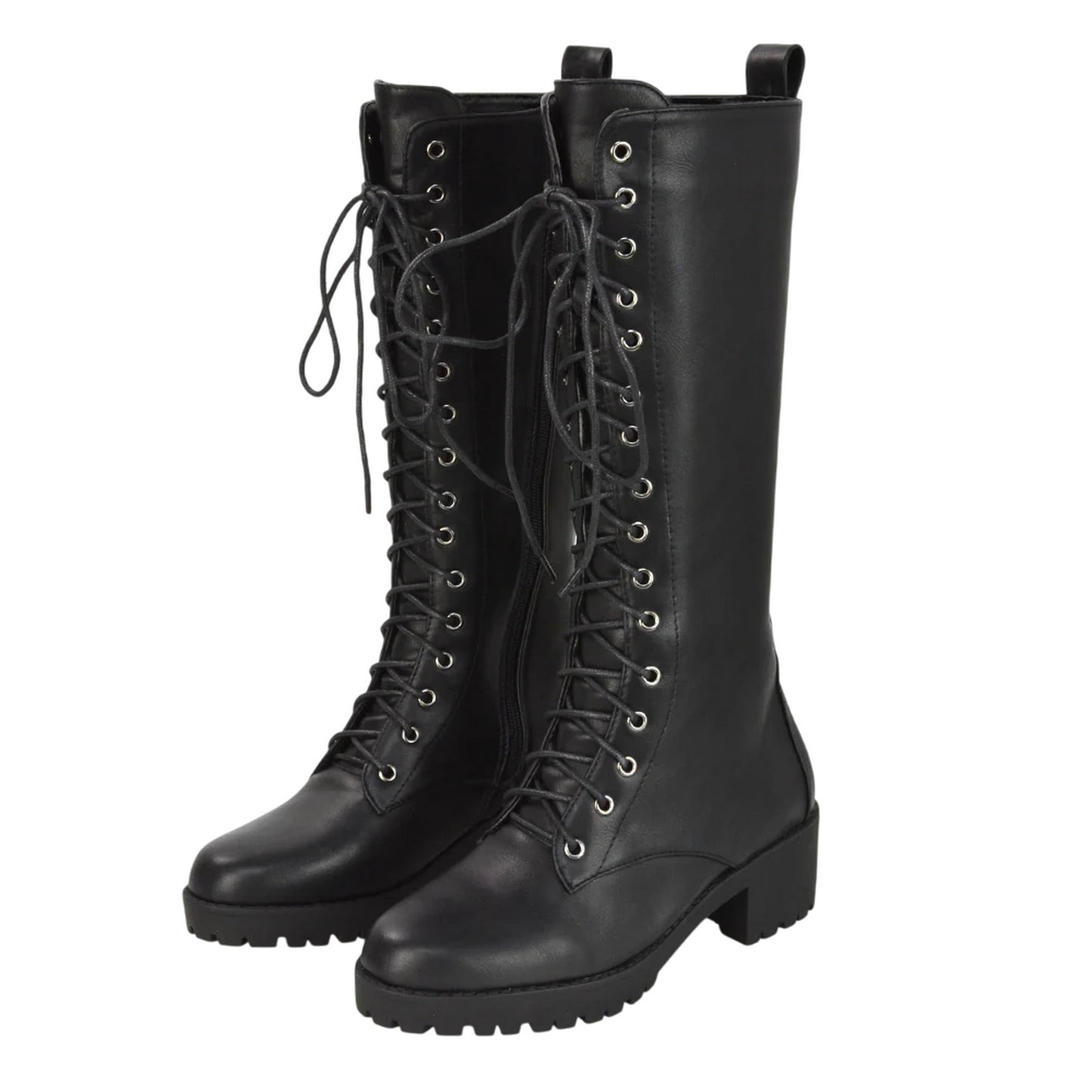 Black - Lifestyle - XY London Womens-Ladies Aspen Knee-High High Block Heel Biker Boots
