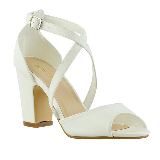 White - Front - XY London Womens-Ladies Alice Strappy Sandals