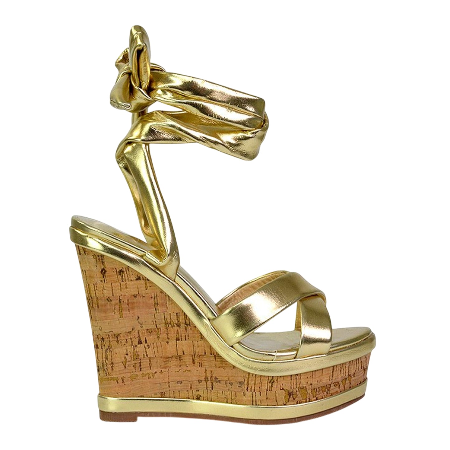 Metallic Gold - Lifestyle - XY London Womens-Ladies Kammie Cork Metallic Wedge Sandals