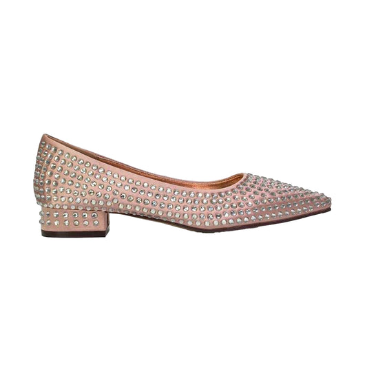 Rose - Front - XY London Womens-Ladies Gemini Diamante Wedding Low Block Heel Pumps