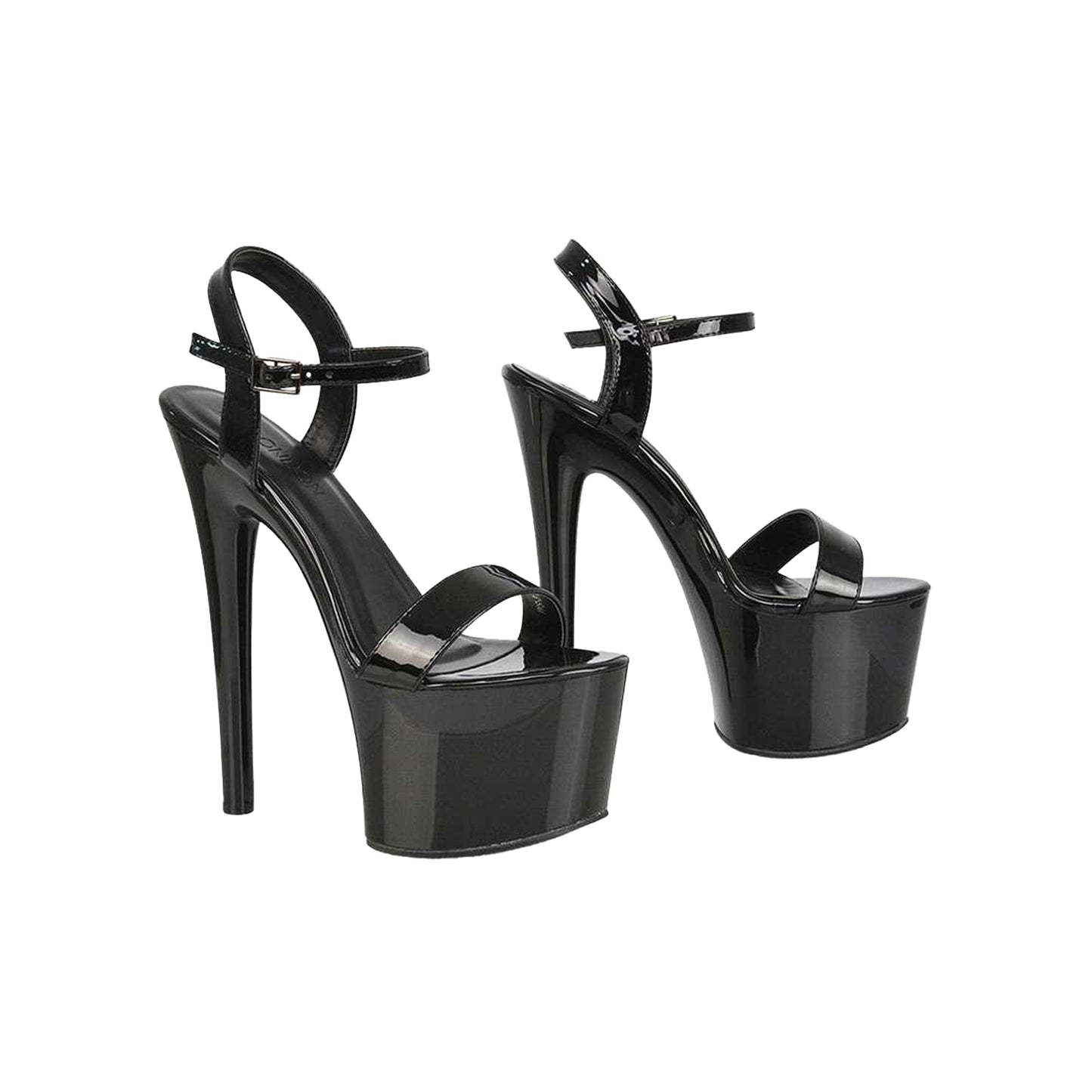 Black - Side - XY London Womens-Ladies Matilda Patent Strappy Stiletto Heel High Heels