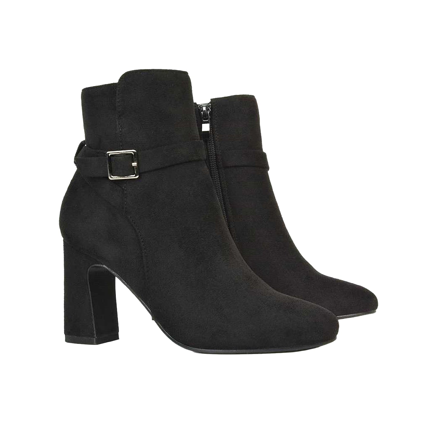 Jet Black - Close up - XY London Womens-Ladies Mary Block Heel Ankle Boots