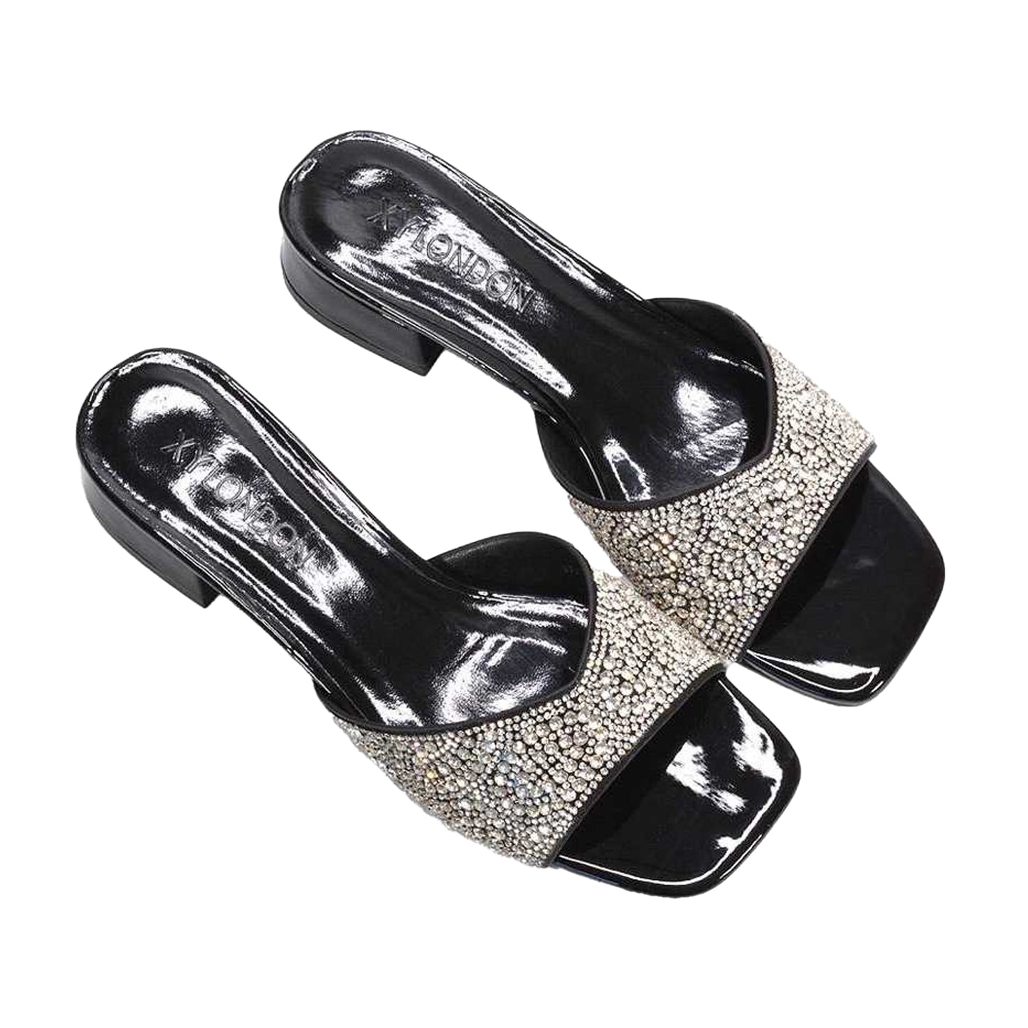 True Black - Pack Shot - XY London Womens-Ladies Erica Patent Mules