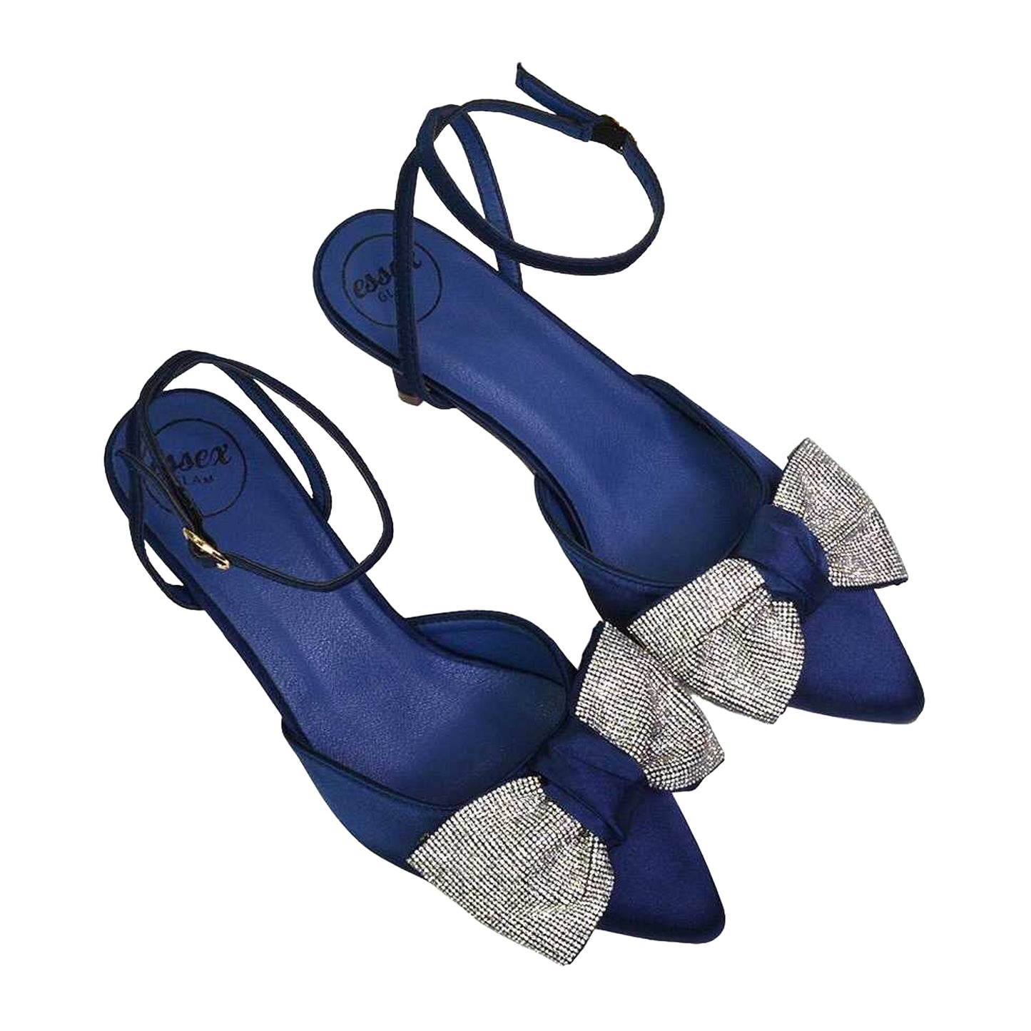 Navy - Pack Shot - XY London Womens-Ladies Solene Bow Diamante Court Shoes