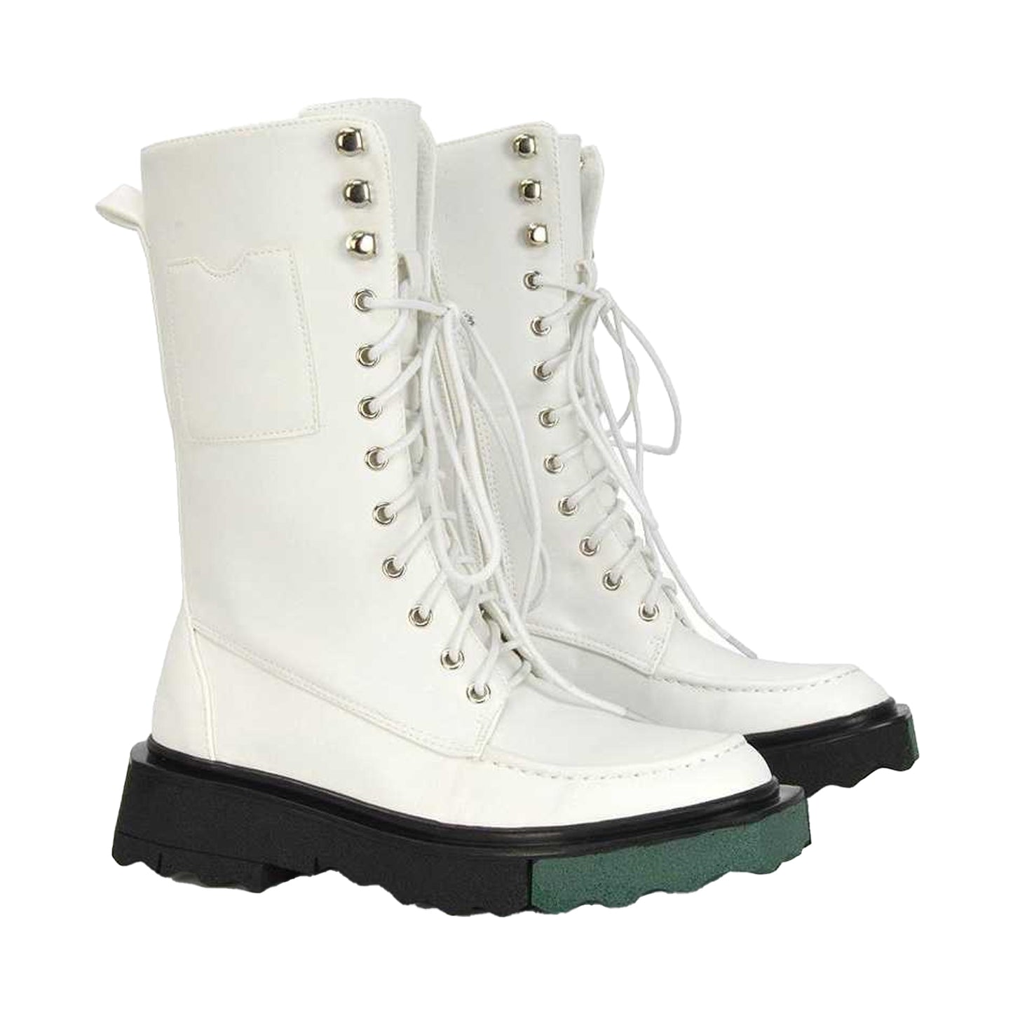 White - Lifestyle - XY London Womens-Ladies Blakely Biker Ankle Boots