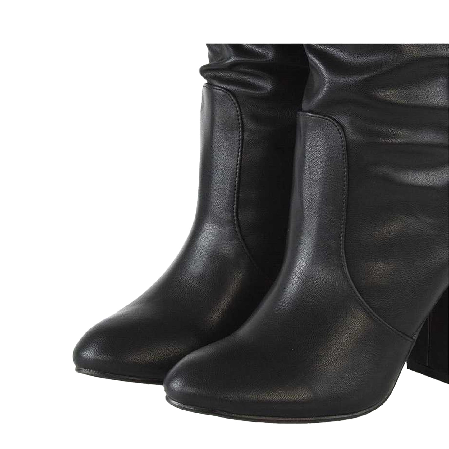 Black - Lifestyle - XY London Womens-Ladies Belle Ruched Mid Calf Boots