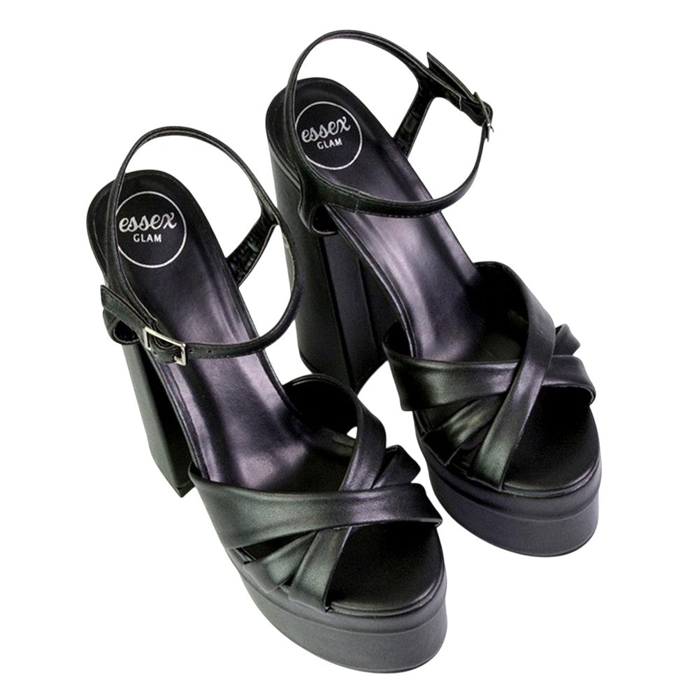 Black - Lifestyle - XY London Womens-Ladies Anya Chunky Strappy High Block Heel High Heels