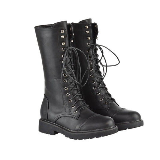 Black - Front - XY London Womens-Ladies Mulan Chunky Lace Up Knee-High Boots