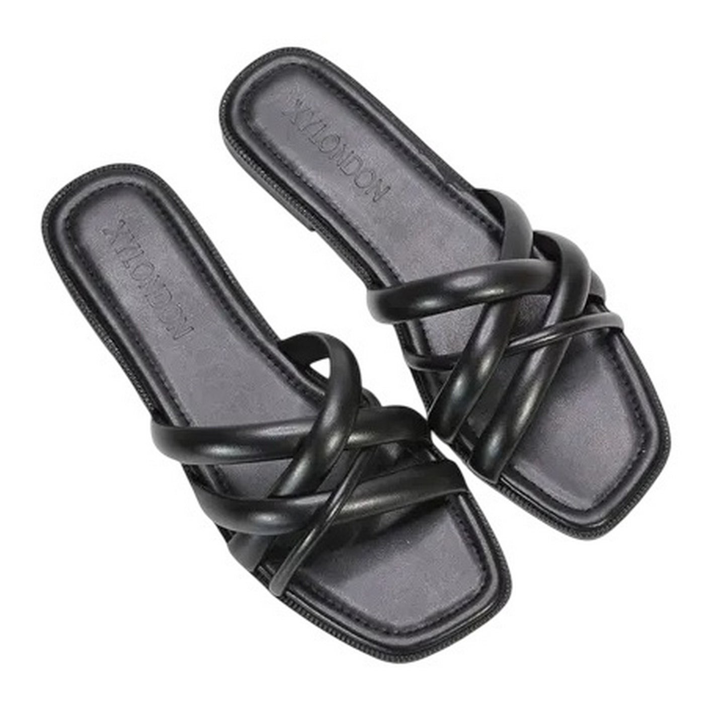 Black - Lifestyle - XY London Womens-Ladies Fiona Strappy Open Toe Sliders