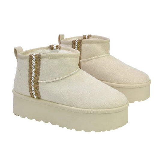 Cream - Front - XY London Womens-Ladies Thea Aztec Ankle Boots
