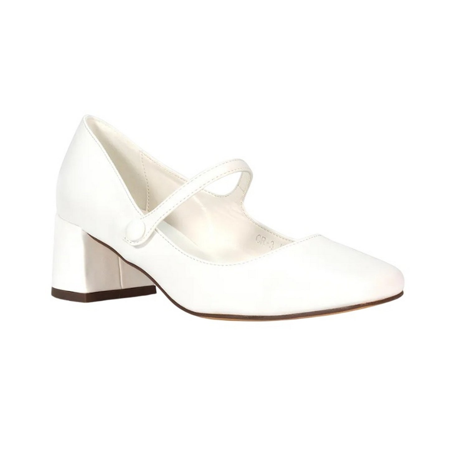 White - Lifestyle - XY London Womens-Ladies Leneka Front Strap Low Block Heel Court Shoes