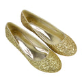 Gold - Side - XY London Womens-Ladies Karissa Glitter Flat Ballerina Flats