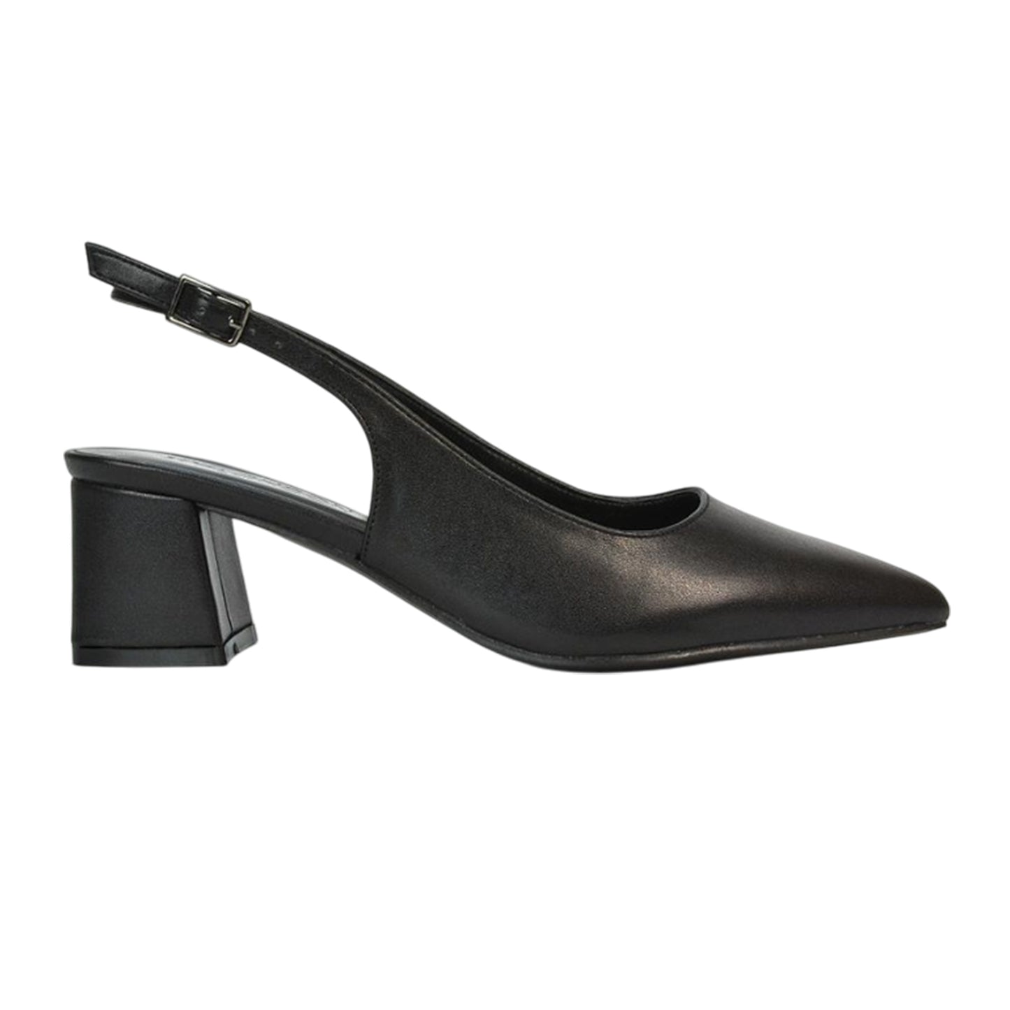 Black - Close up - XY London Womens-Ladies Becky Sling Back Court Shoes