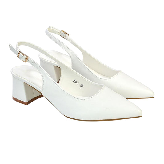 White - Front - XY London Womens-Ladies Becky Sling Back Court Shoes