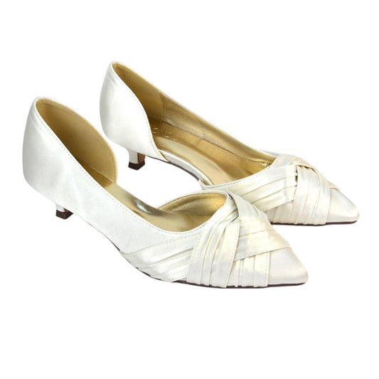 Ivory - Front - XY London Womens-Ladies Freya Pointed Low Kitten Heel Pumps