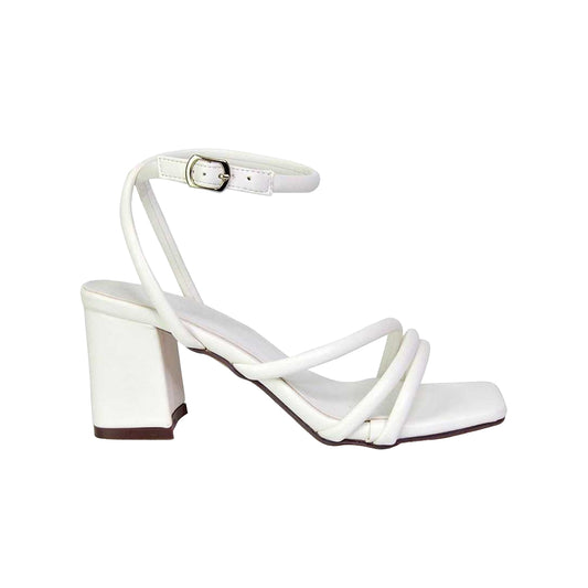 White - Front - XY London Womens-Ladies Trixie Medium Block Heel Sandals