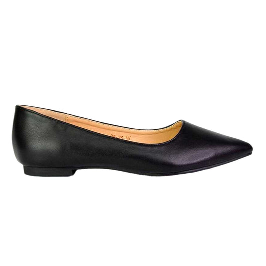 Black - Front - XY London Womens-Ladies Bubbles Pointed Ballerina Flats