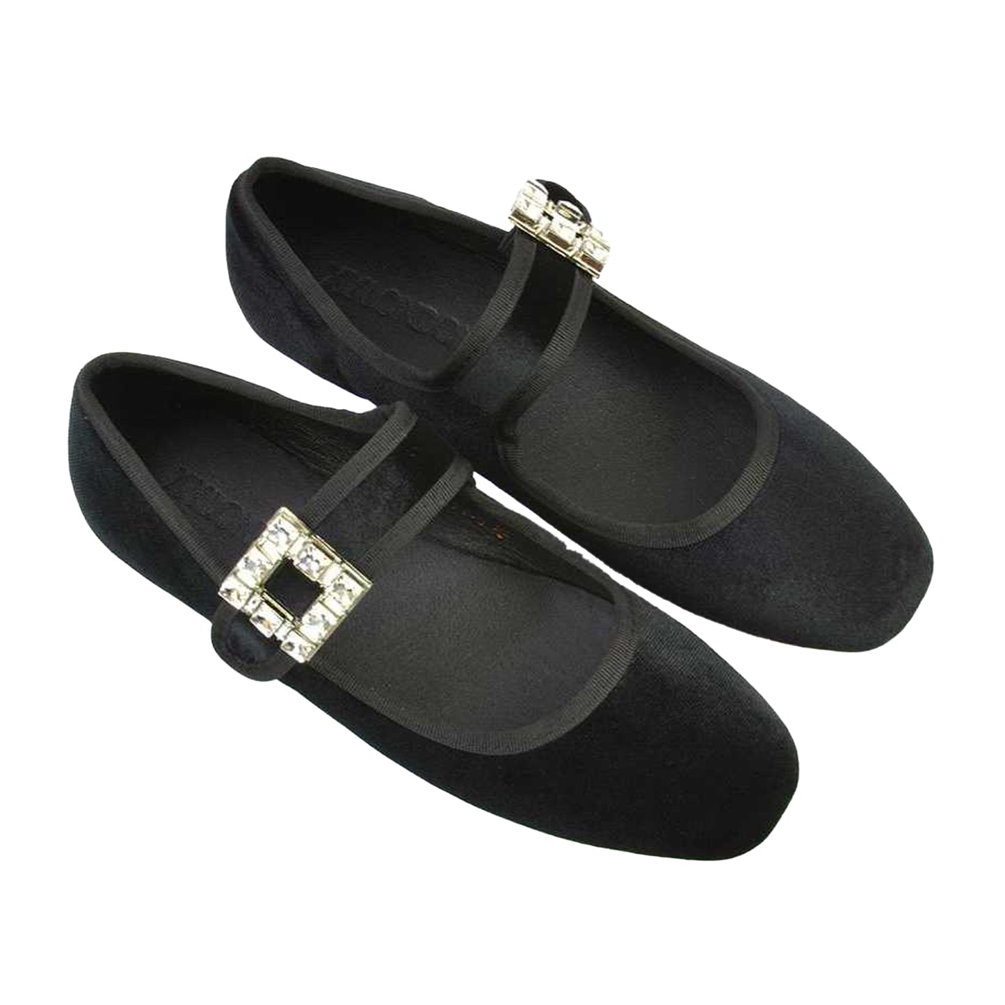 Jet Black - Pack Shot - XY London Womens-Ladies Rhyse Diamante Velvet Mary Janes