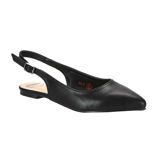 Black - Front - XY London Womens-Ladies Mindy Sling Back Ballerina Flats