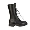 Black - Side - Womens-Ladies Vera Mid Calf Biker Boots