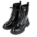 True Black - Lifestyle - Womens-Ladies Patent Biker Boots