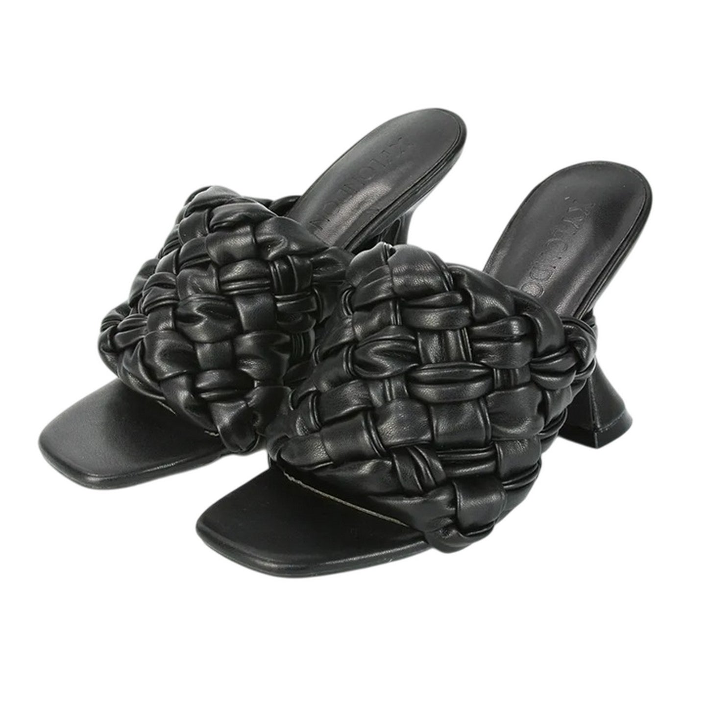 Black - Lifestyle - XY London Womens-Ladies Jaci High Heel Flared Mules