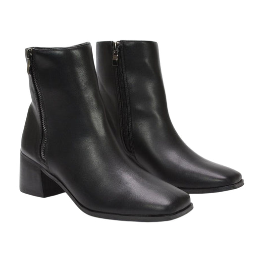 Black - Front - XY London Womens-Ladies Willow Square Toe Ankle Boots