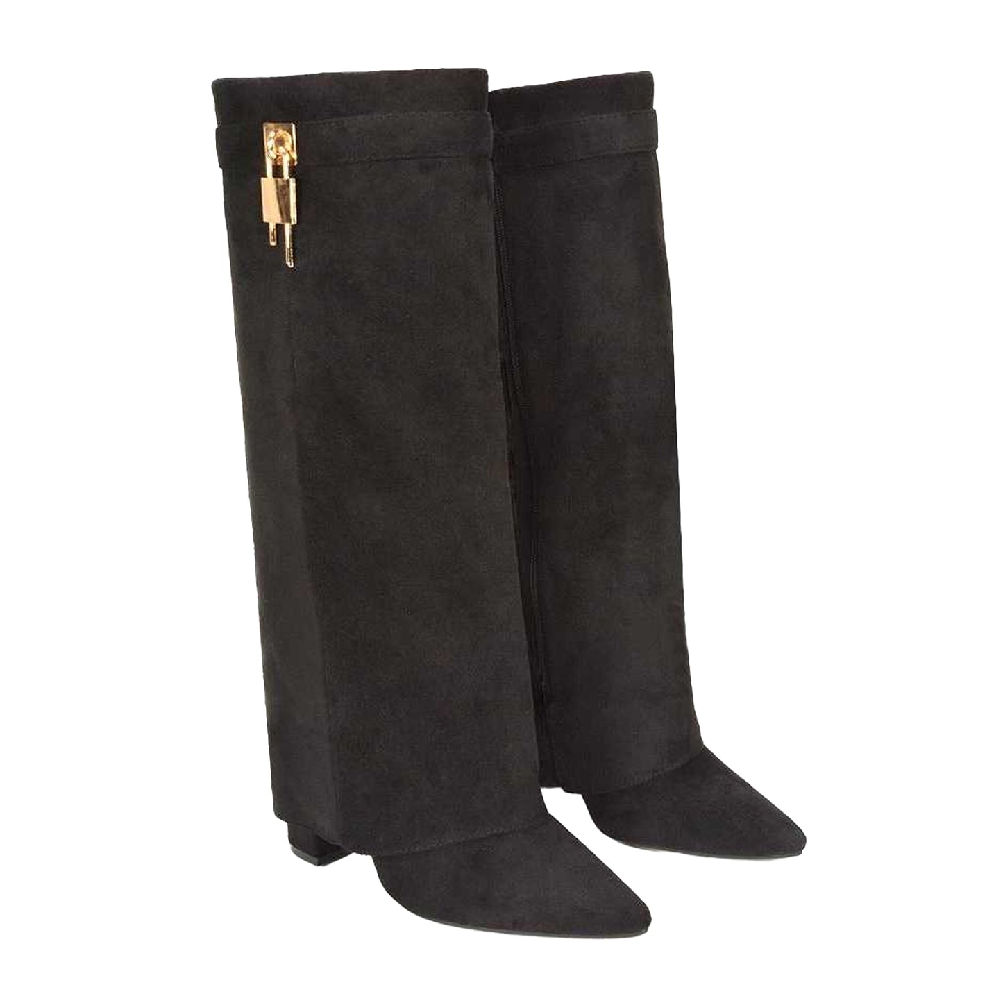 Jet Black - Lifestyle - XY London Womens-Ladies Holly Fold Over Knee-High Boots