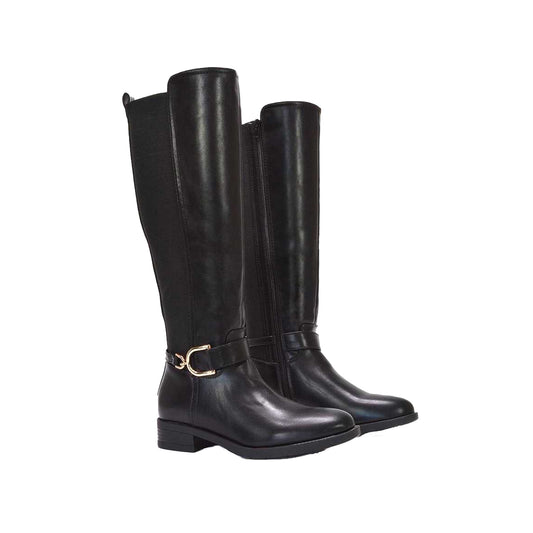 Black - Front - XY London Womens-Ladies Tracey Low Heel Mid Calf Boots