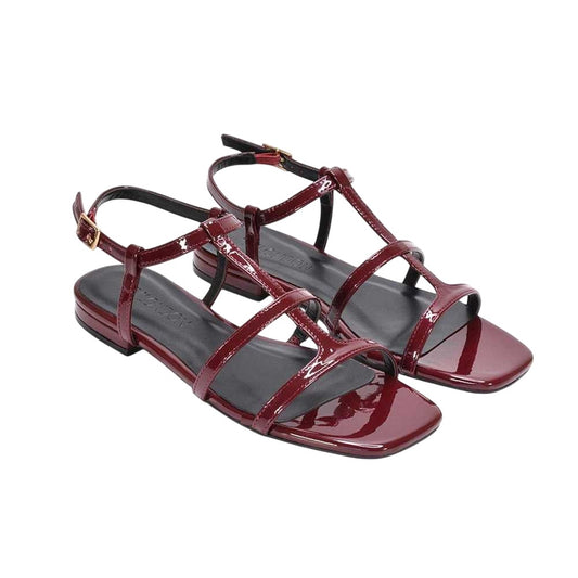 Burgundy - Front - XY London Womens-Ladies Danielle Patent Strappy Sandals