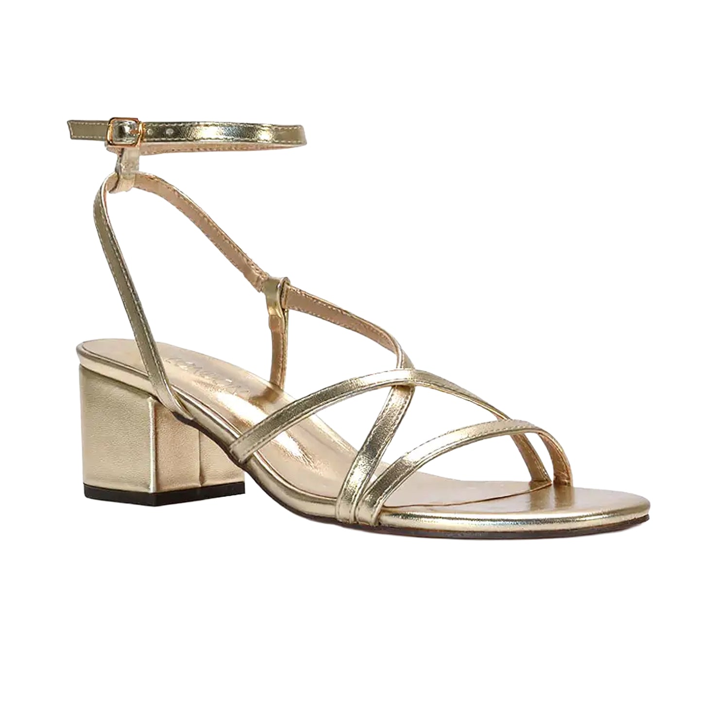 Metallic - Lifestyle - XY London Womens-Ladies Maria Metallic Strappy Block Heel Sandals