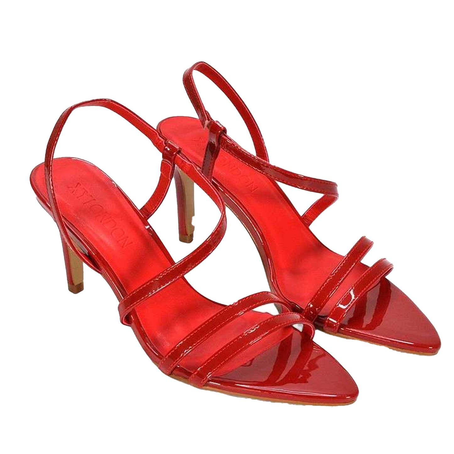 Red - Lifestyle - XY London Womens-Ladies Theodora Patent Stiletto Heel Sandals