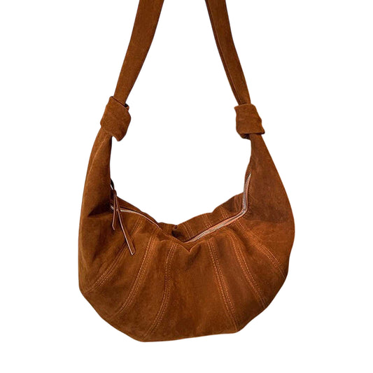 Tan - Front - XY London Womens-Ladies Claud Crescent Shaped Crossbody Bag